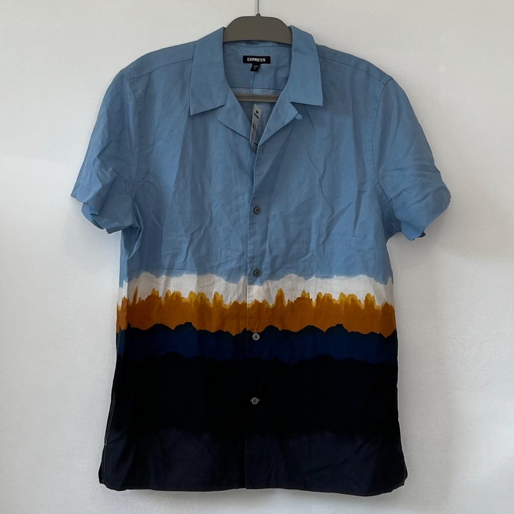 Express Mens Short Sleeve Button Down